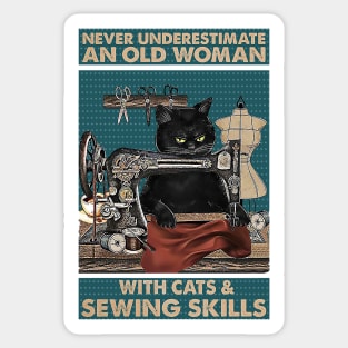 Never underestimate An old Woman With Cats Sticker